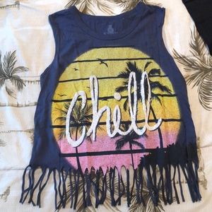 NWOT Crop top sleeveless tee “Chill”